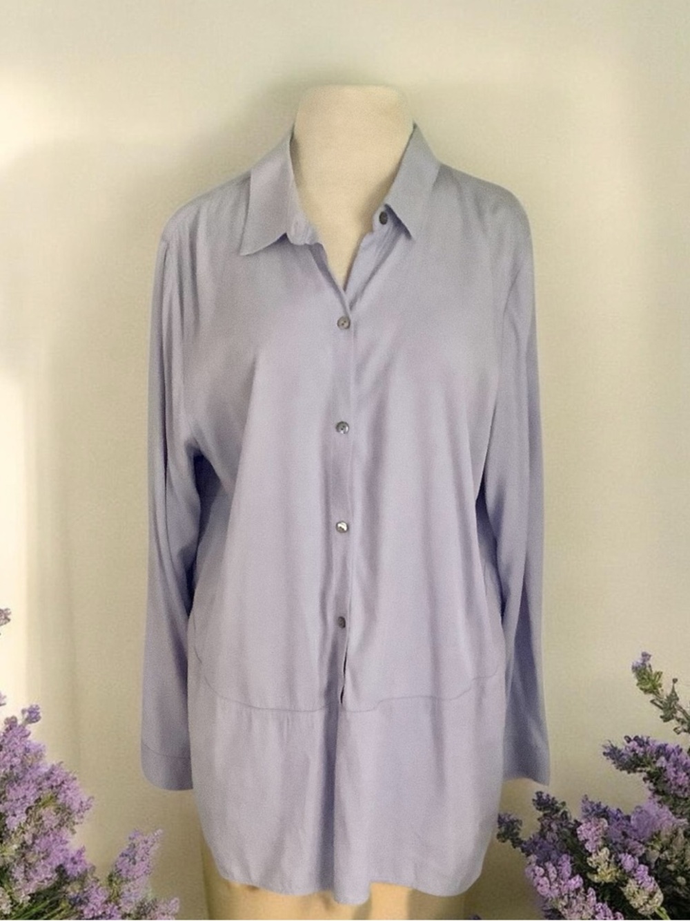J. Jill Periwinkle Long-Sleeve Button Front Women's Blouse